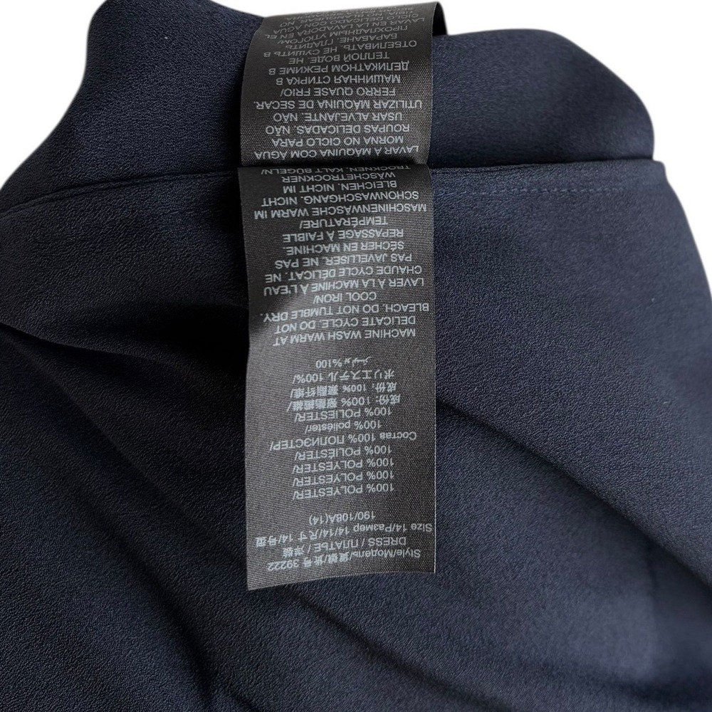 Tory Burch Jane Navy Ruffle Front Long Sleeve Shift Dress Size 14 NWT - Picture 9 of 14